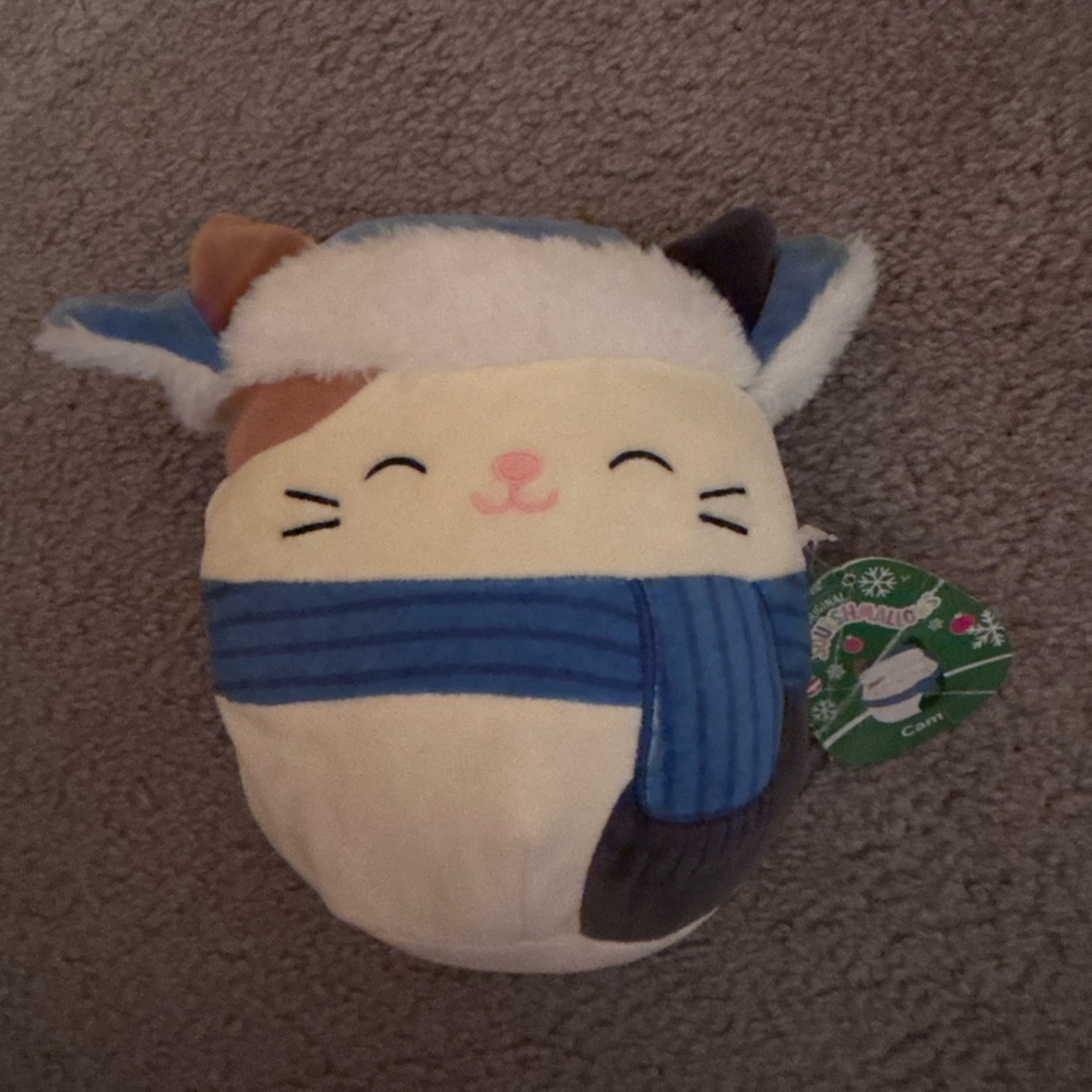 Squishmallows Cream and Blue Cat Plush